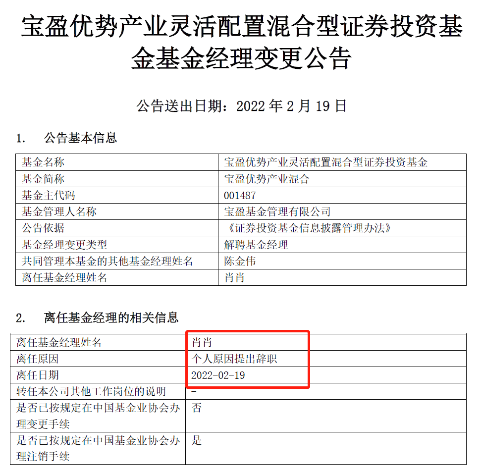 宝盈基金肖肖离职 8只权益产品“换将”，谁来守护基民的信任？